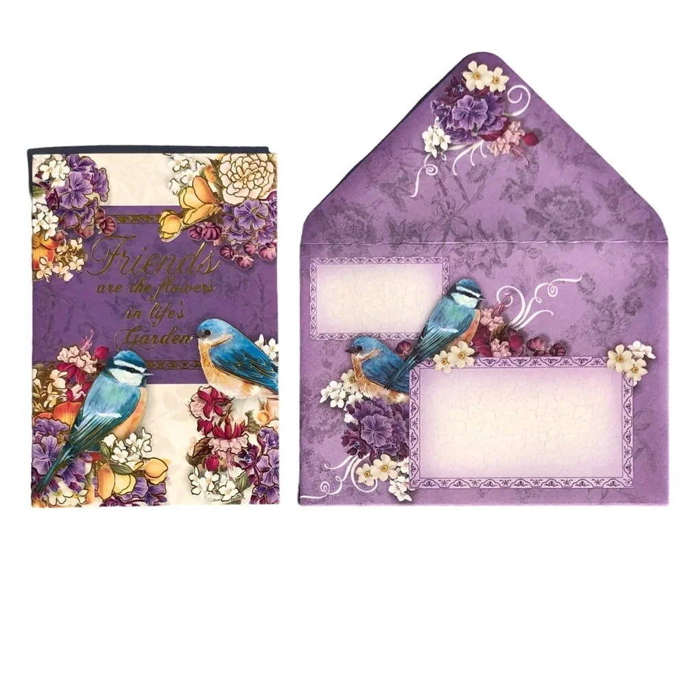 Pooch & Sweetheart Single(1) Friendship Bird Embellished Note Card & Env (73720)